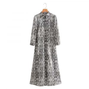 Retro Snake Patterned Long Dress