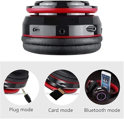 JAZ Headset - Black/Red, Best Headphones with Microphone, Wireless Headset, Gaming Headset, Bluetooth Connection, Foldable, LED Lights, Over-Ear Headphones - Image 2