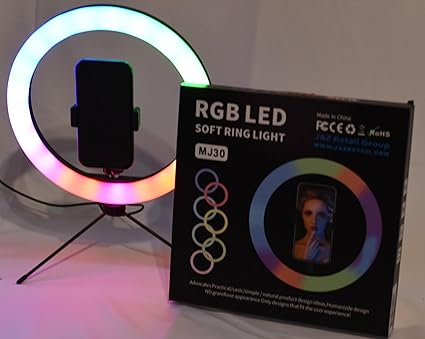 JAZ Ring Light for Selfie with Metal Stand for Pictures, Video, Streaming as YouTube, Instagram & TikTok, works with Phones, Smartphones, Cameras & Webcams. MJ30 12-Inch RGB LED Ring Light Tripod - Image 5