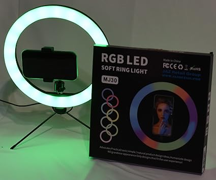 JAZ Ring Light for Selfie with Metal Stand for Pictures, Video, Streaming as YouTube, Instagram & TikTok, works with Phones, Smartphones, Cameras & Webcams. MJ30 12-Inch RGB LED Ring Light Tripod - Image 6