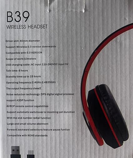 JAZ Headset - Black/Red, Best Headphones with Microphone, Wireless Headset, Gaming Headset, Bluetooth Connection, Foldable, LED Lights, Over-Ear Headphones - Image 7